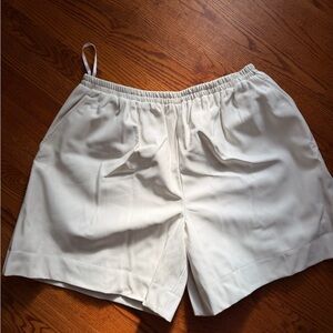Staud White Faux Leather Shorts